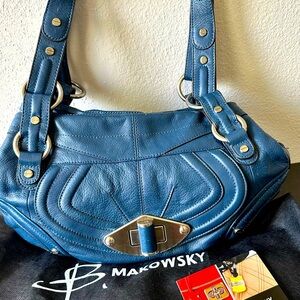 B Makowski Blue Soft Leather Bag New w/o Tags Unused, Orig. Packaging & Dust Bag